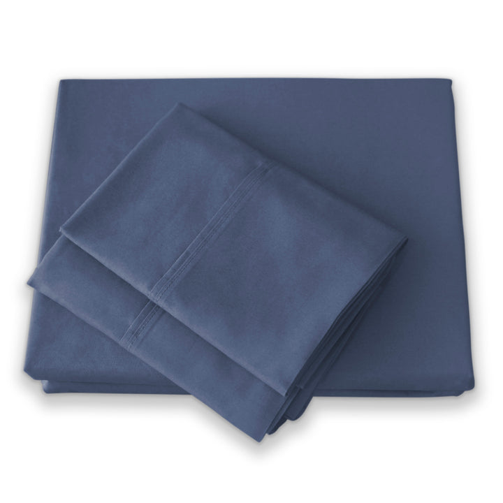 Midnight Blue Percale Fitted Sheet Set