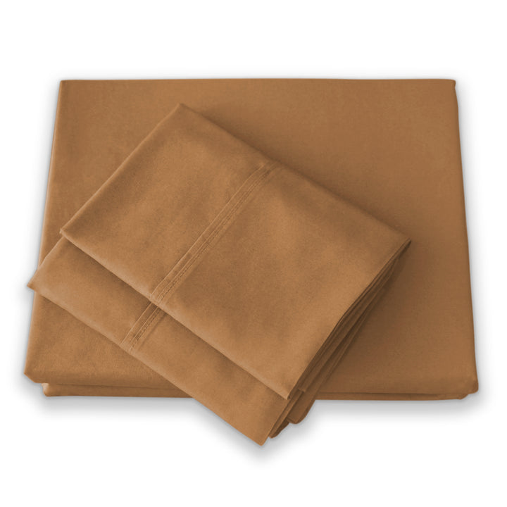 Terracotta Percale Fitted Sheet Set